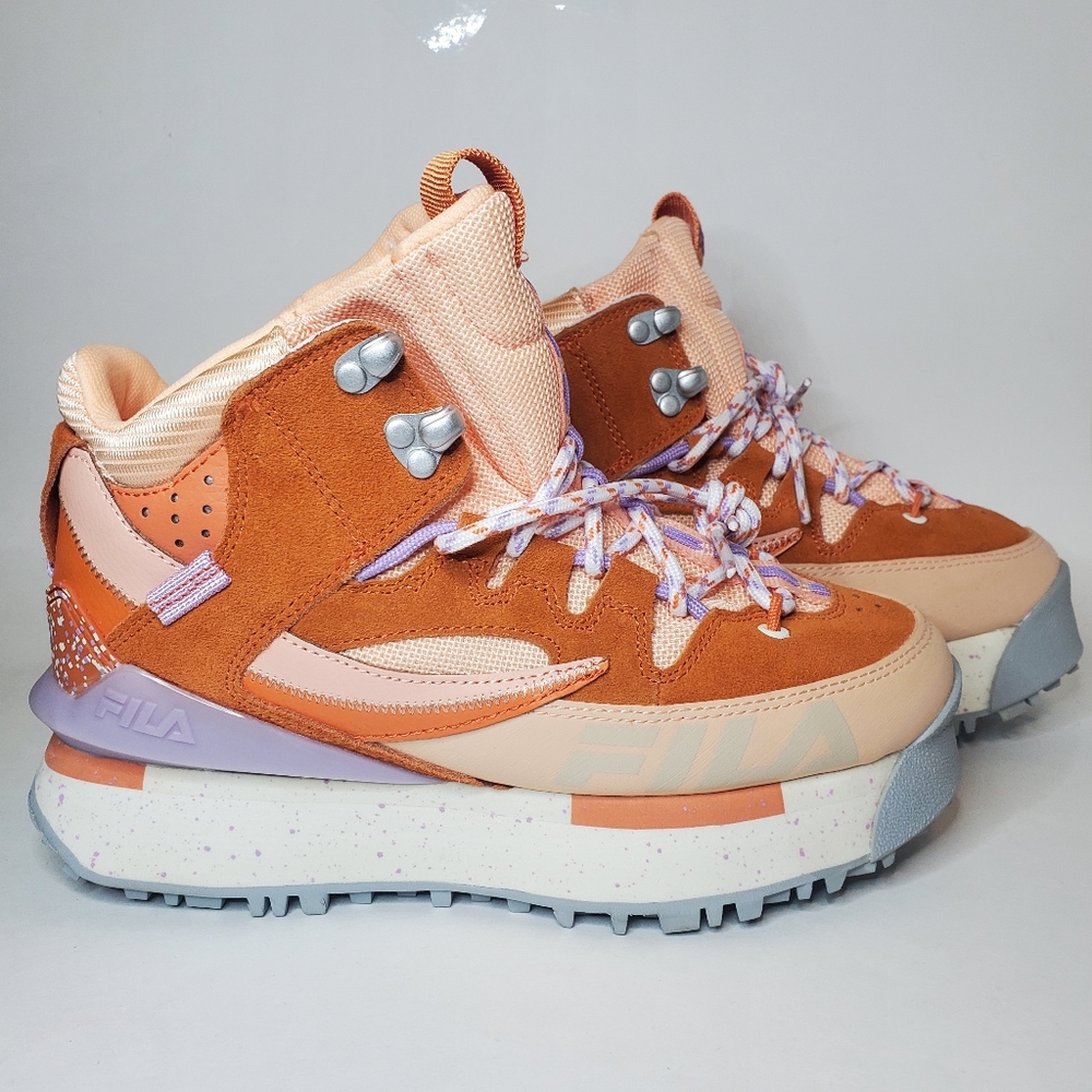 🔥  New 🔥  Fila Renno Multi Trekking Orange Suede Platform Sneakers